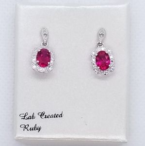NIB!! Diamond Accent Lab Created Ruby Earrings